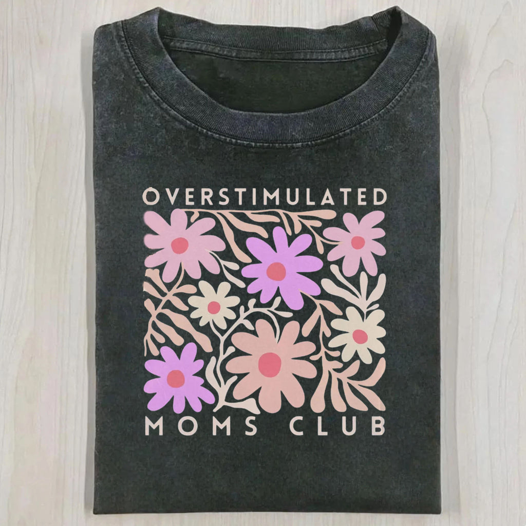 Floral Moms Club Washed T-Shirt