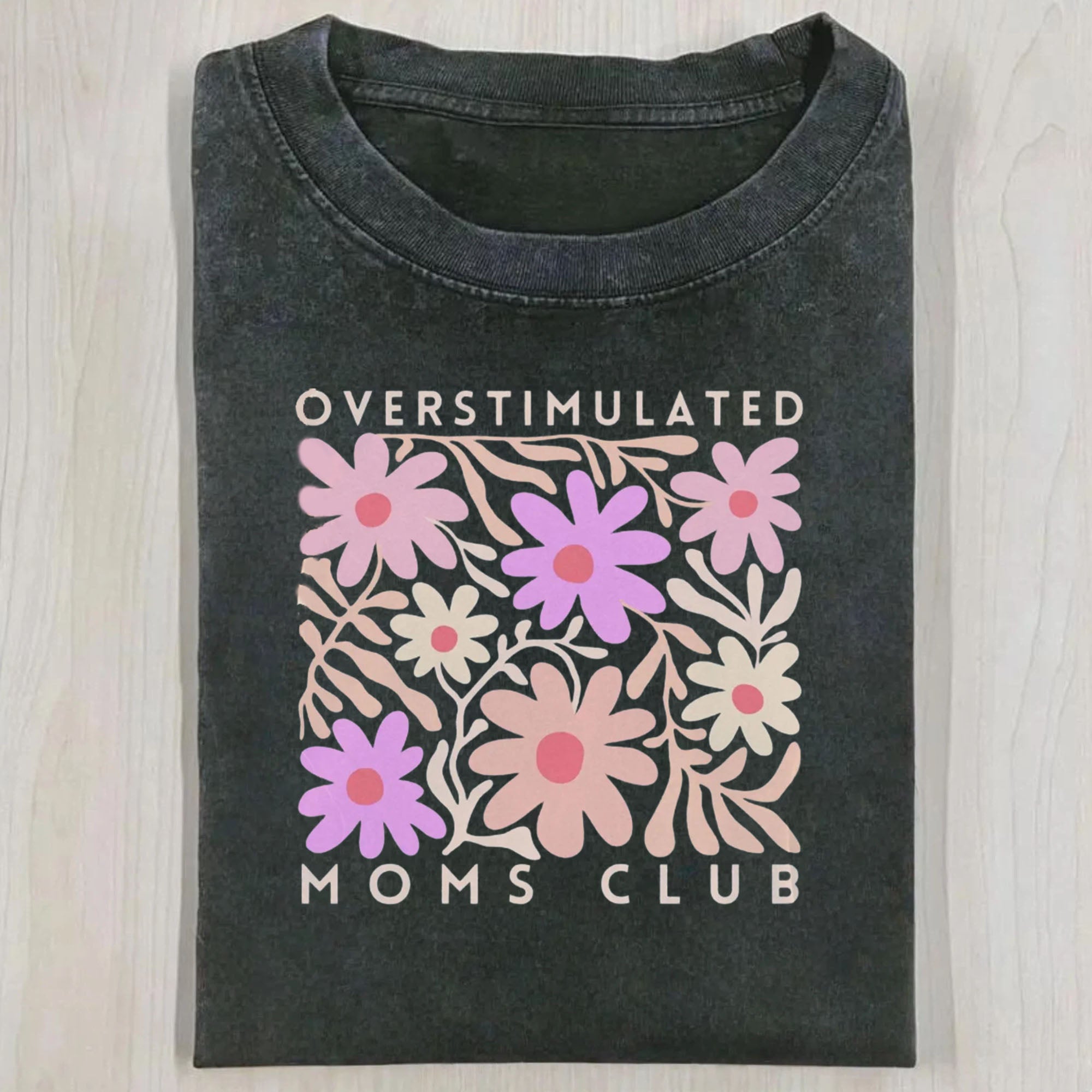 Floral Moms Club Washed T-Shirt