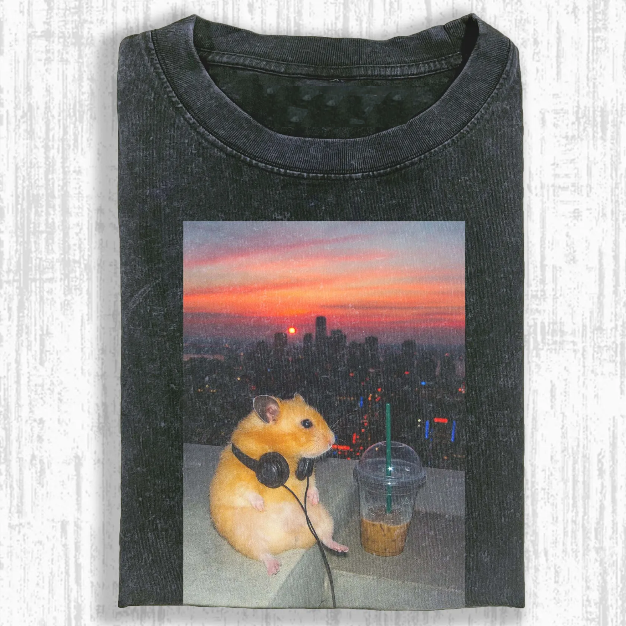Rooftop Earphones Hamster T-shirt