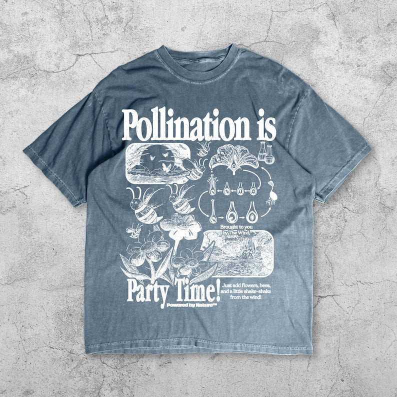 Retro insect and floral pattern T-shirt