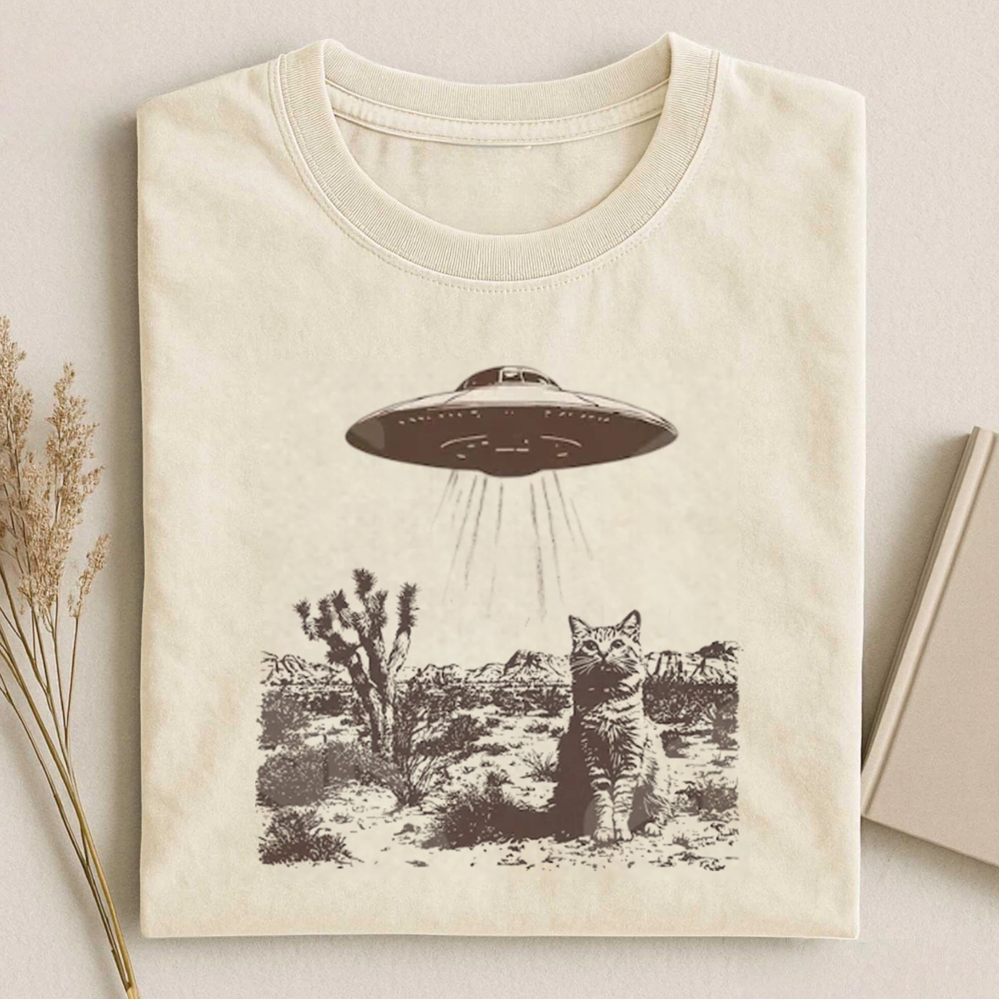 UFO cowboy cat t-shirt