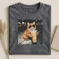 Cool Cat Drinking Iced Coffee Shirt