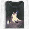 Cat Smoke Funny Animal Graphic T-shirt