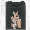 Cute Bunny Iced Coffee T-Shirt