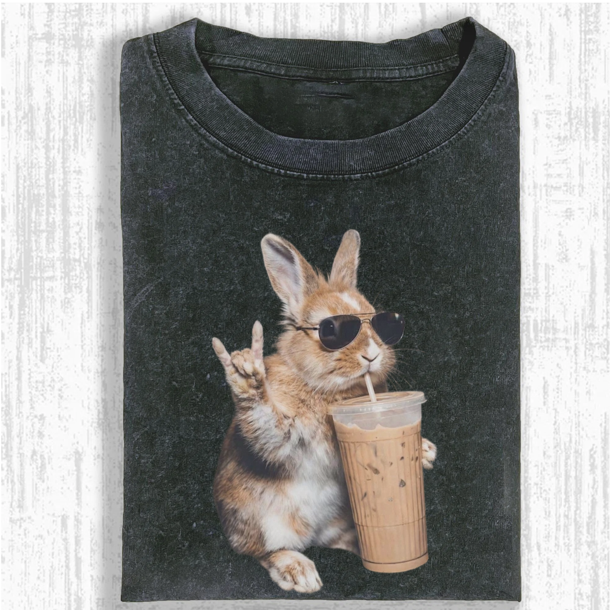 Cute Bunny Iced Coffee T-Shirt