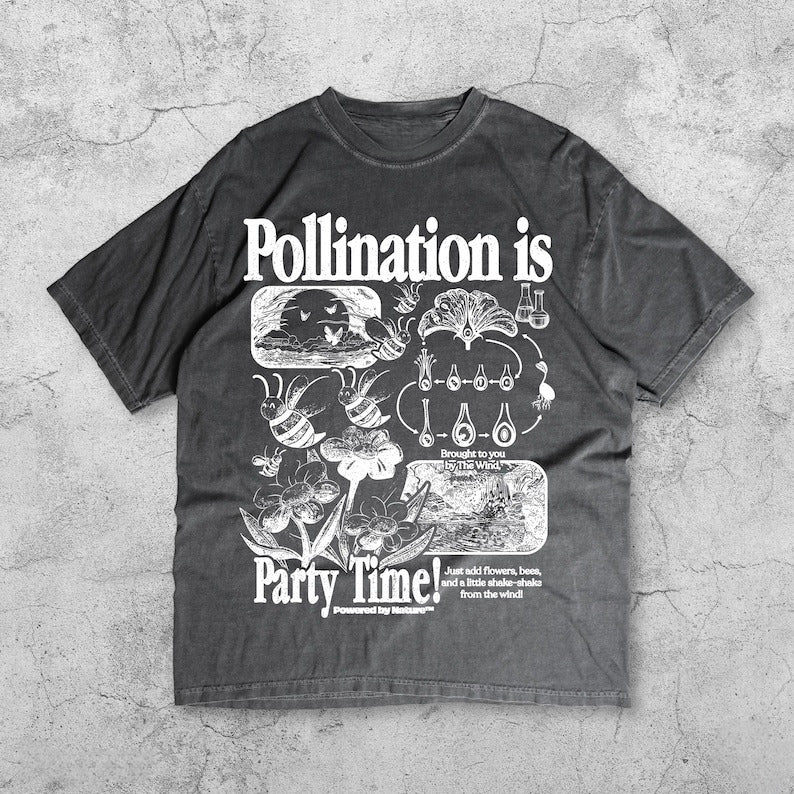 Retro insect and floral pattern T-shirt