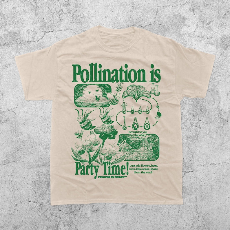 Retro insect and floral pattern T-shirt