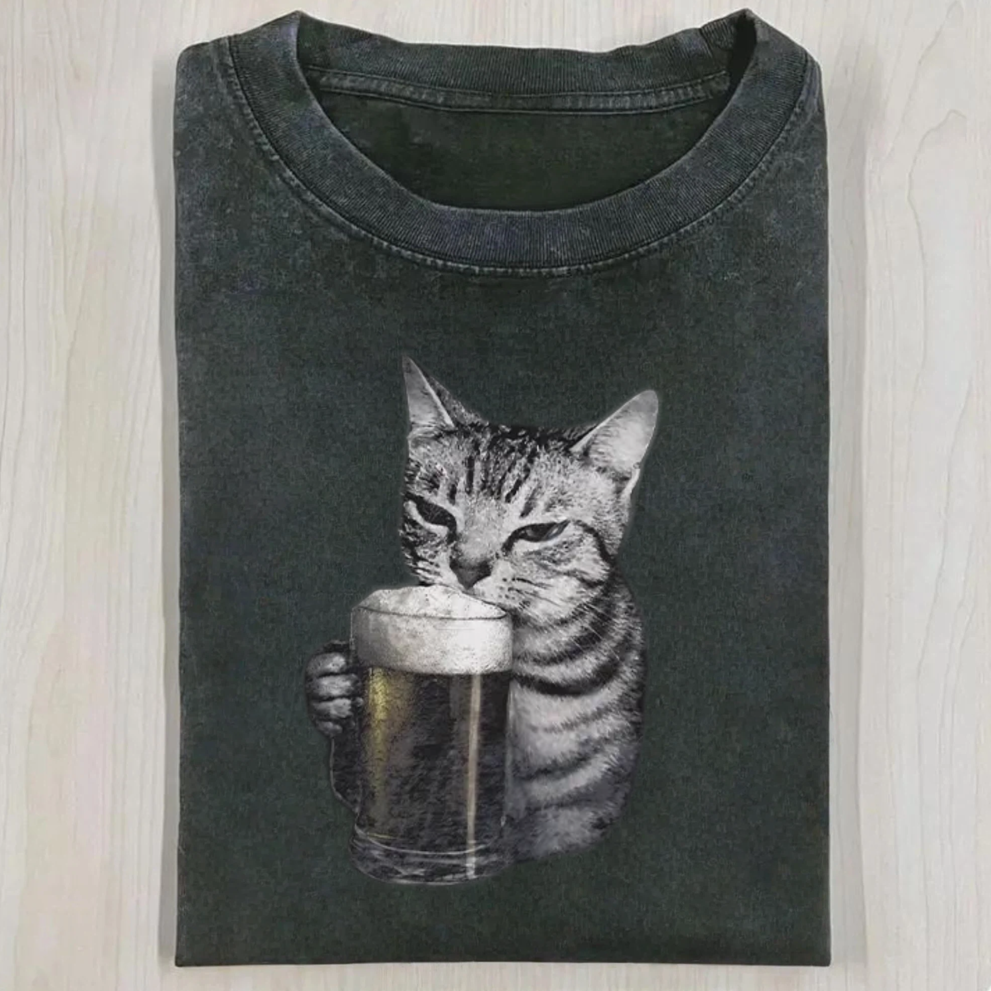 Cheers With The Cat Washed T-Shirt