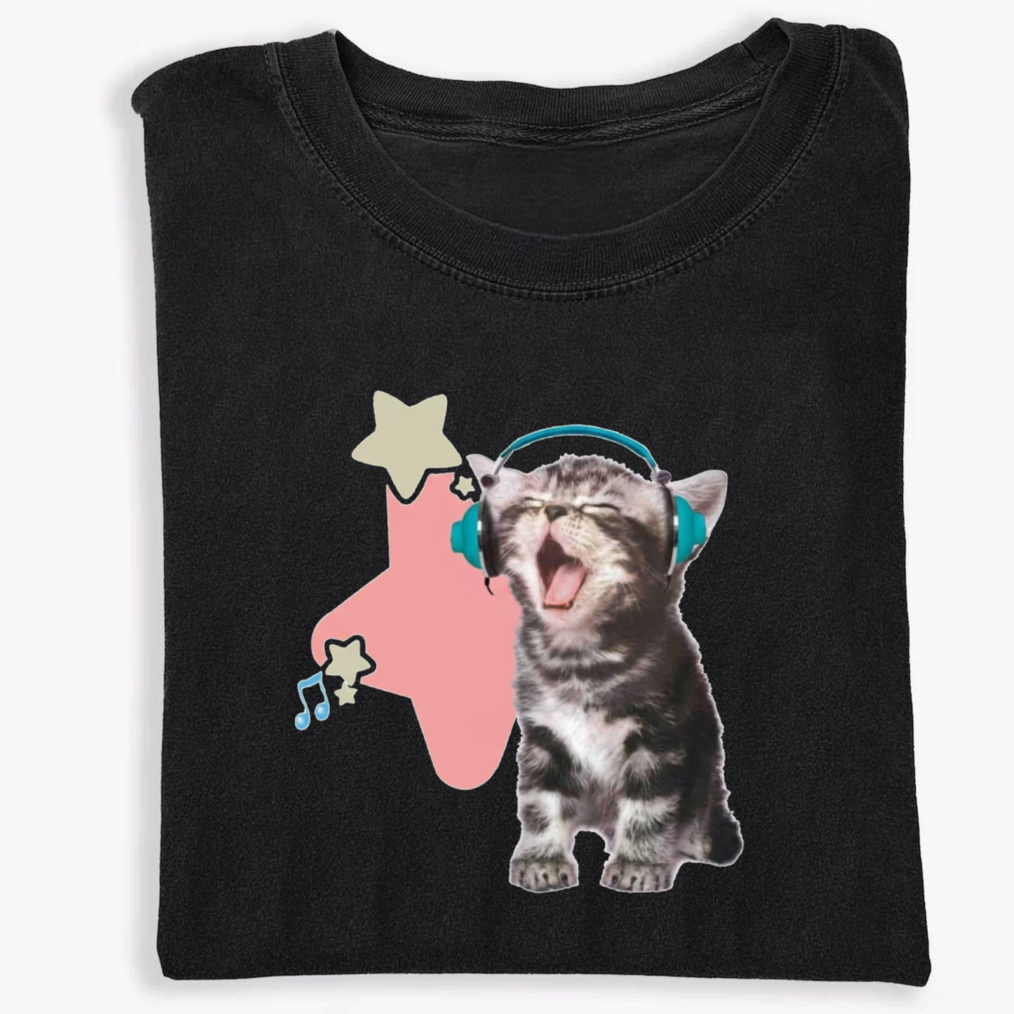Cat Listening to Music T-shirt