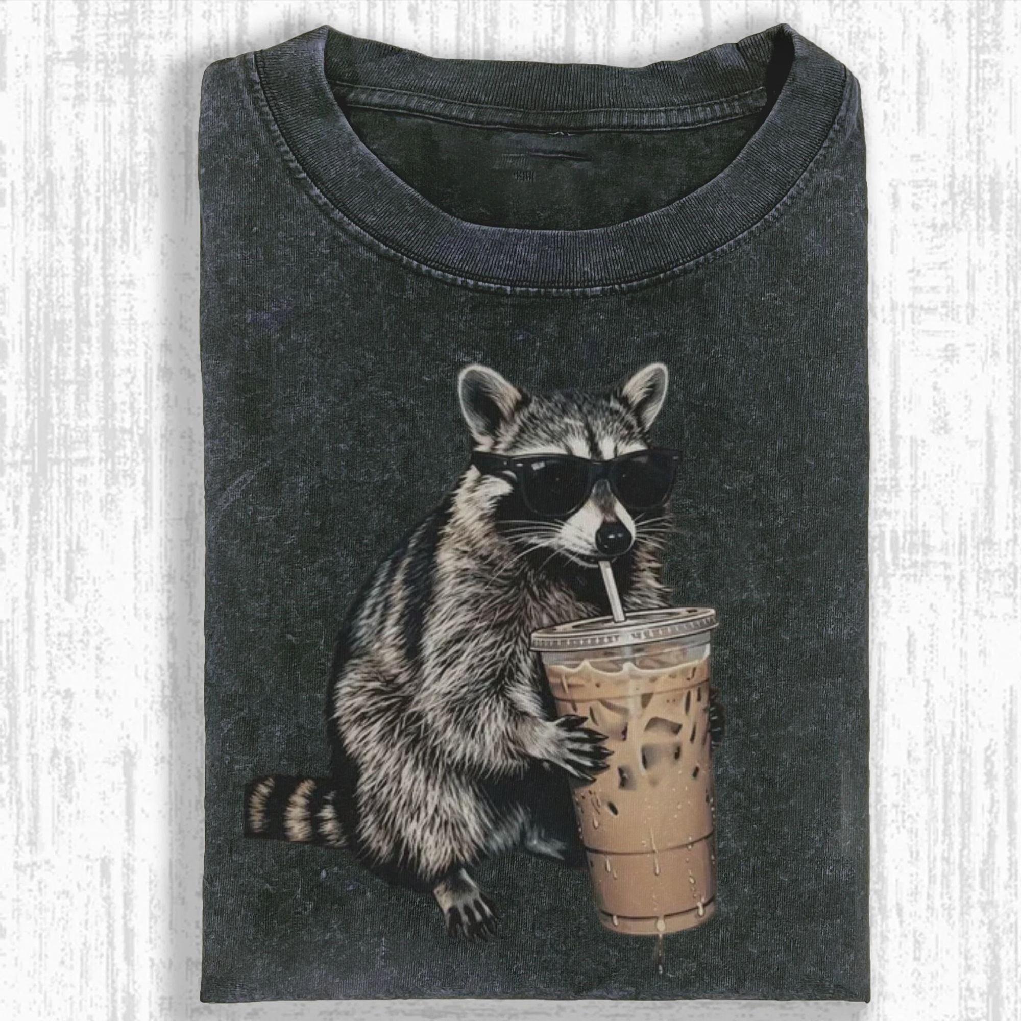 Raccoon Drinking Iced Coffee Shirt