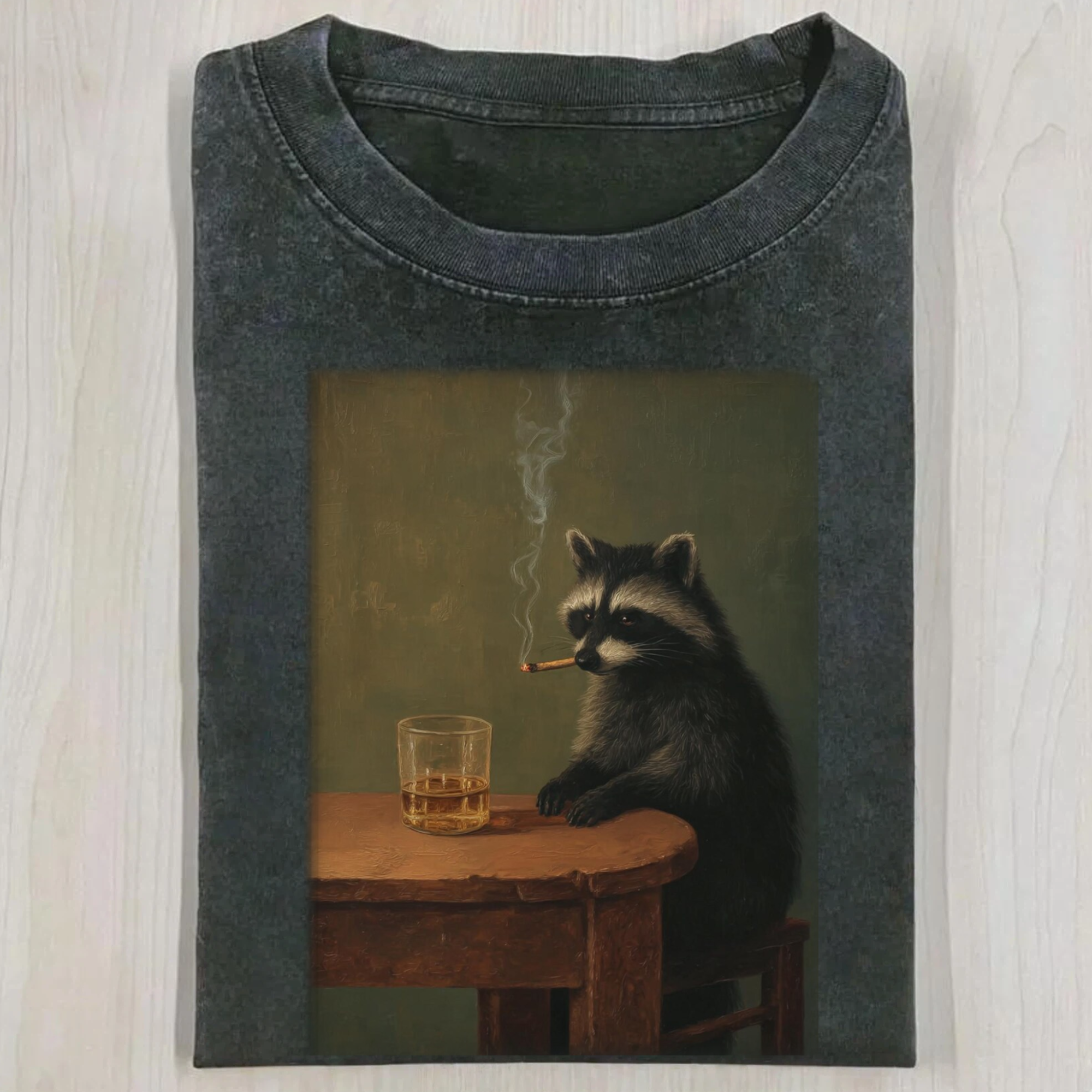 Smoking Raccoon Drinking Whisky T-Shirt