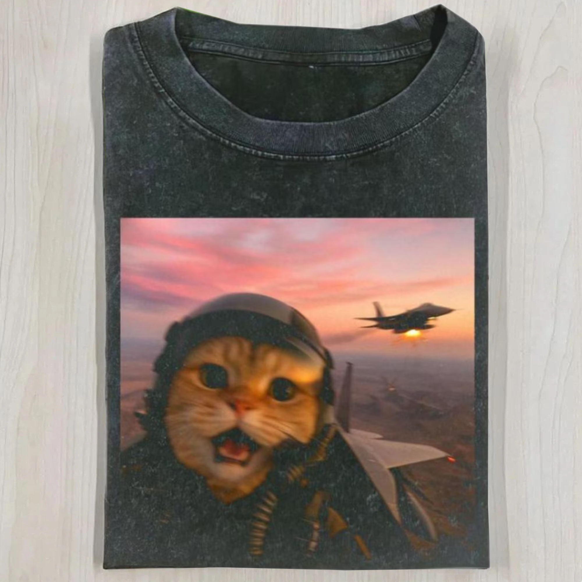 Funny Fighter Pilot Cat Shirt