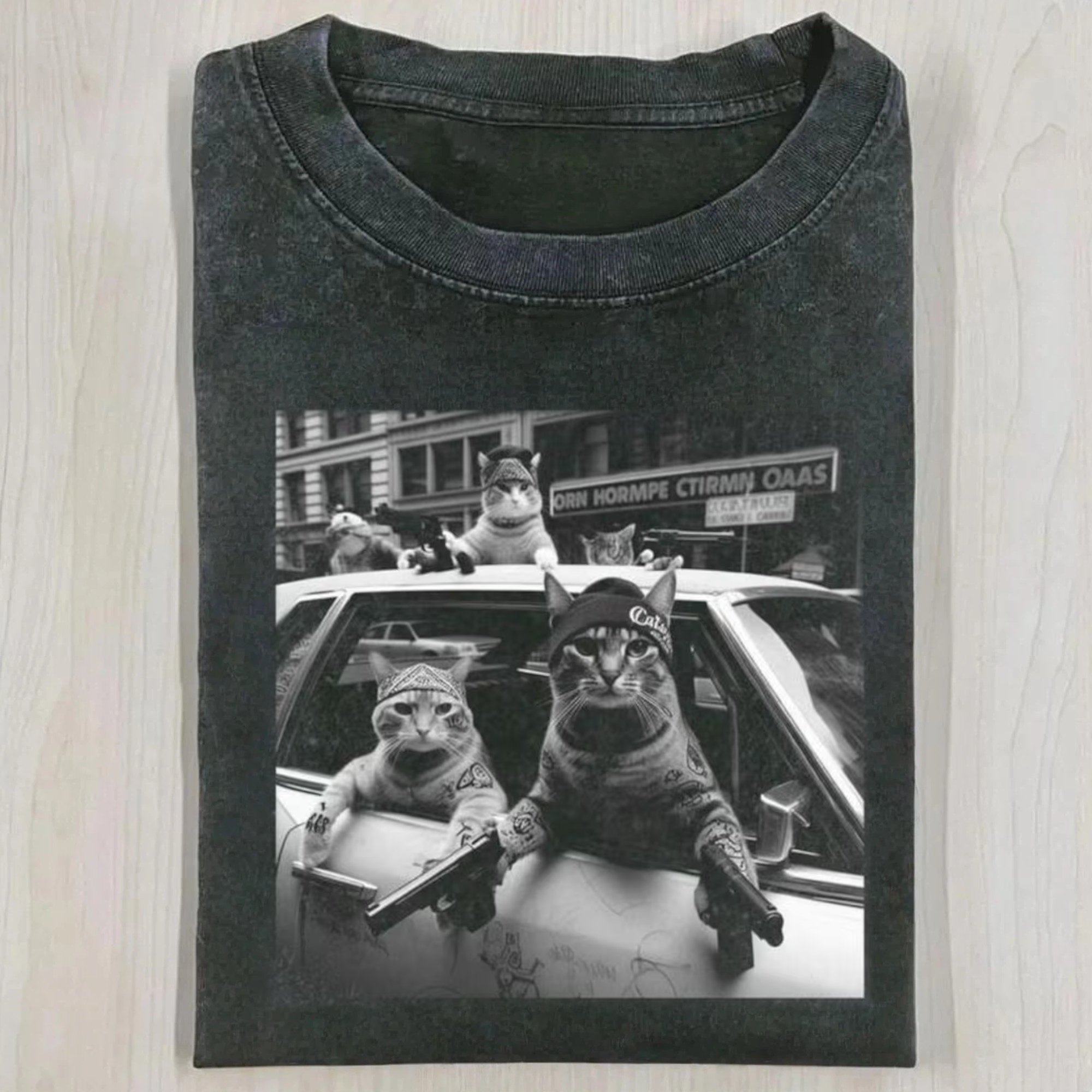 Funny Cat Gang Vinage T-shirt