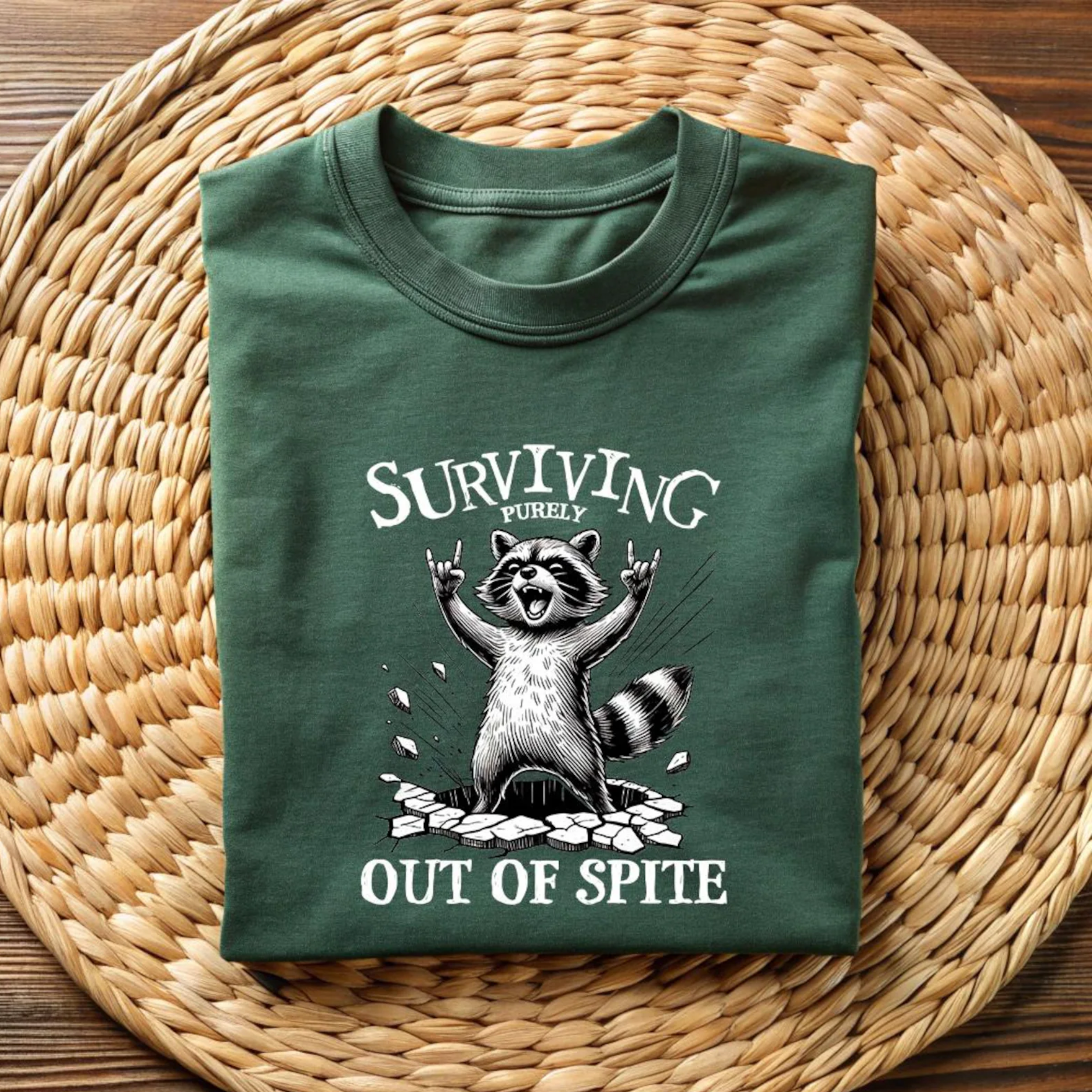 Surviving Purely Out Of Spite Raccoon T-Shirt