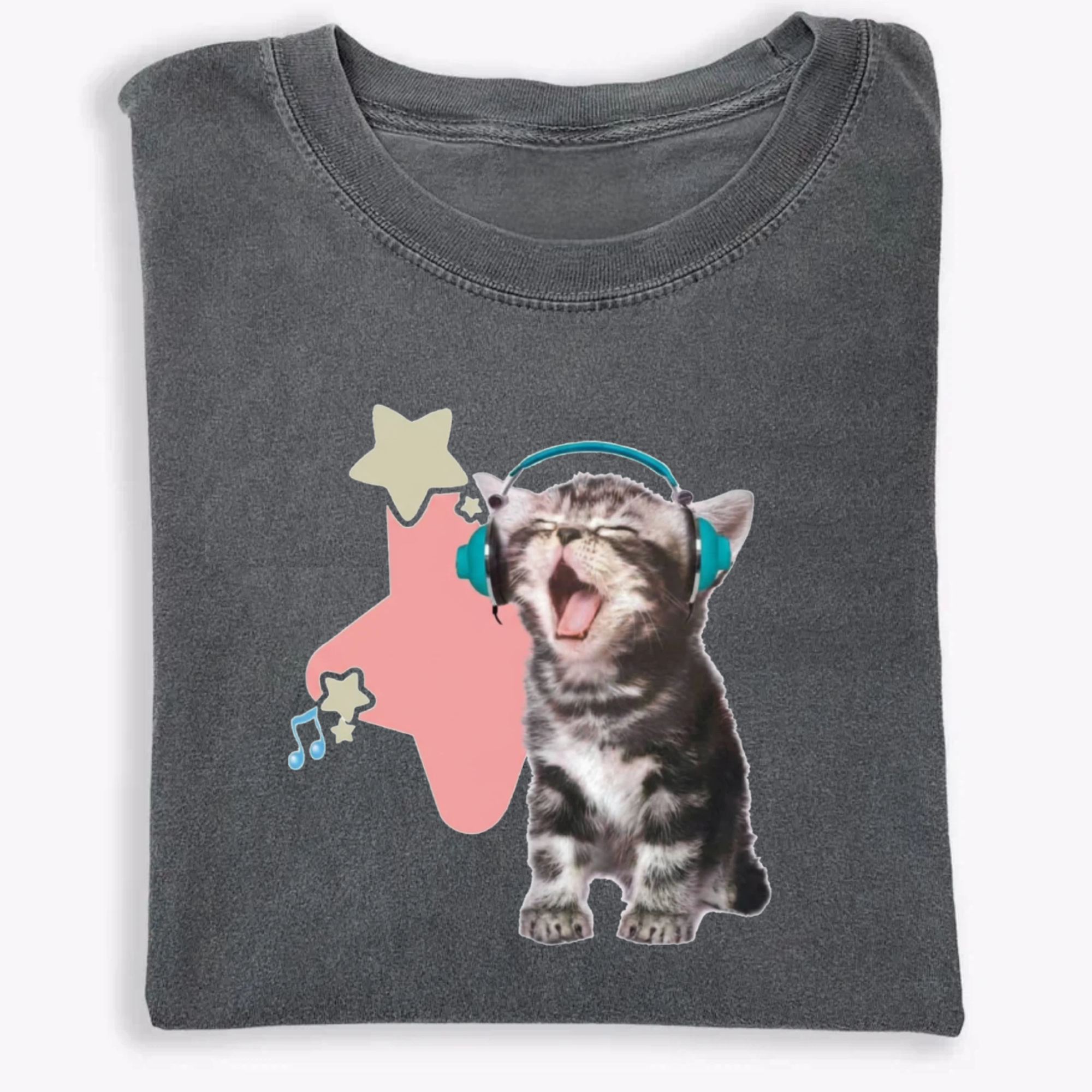 Cat Listening to Music T-shirt