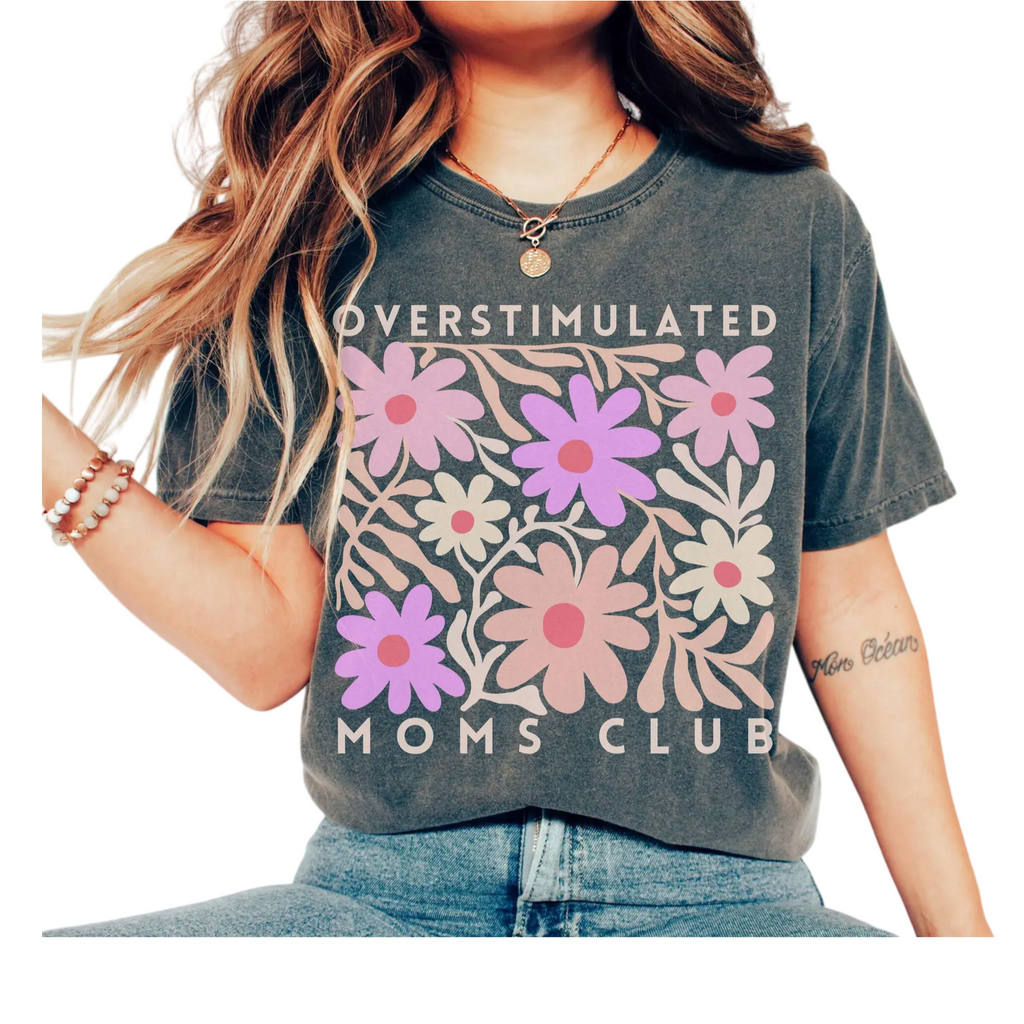 Floral Moms Club Washed T-Shirt