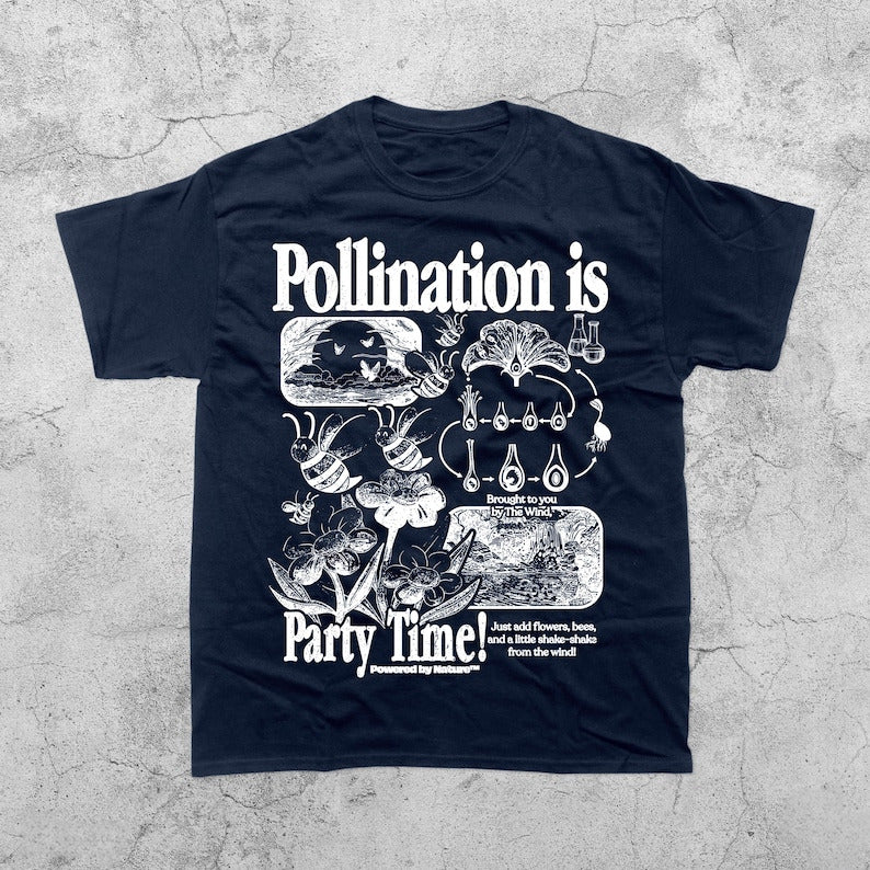 Retro insect and floral pattern T-shirt