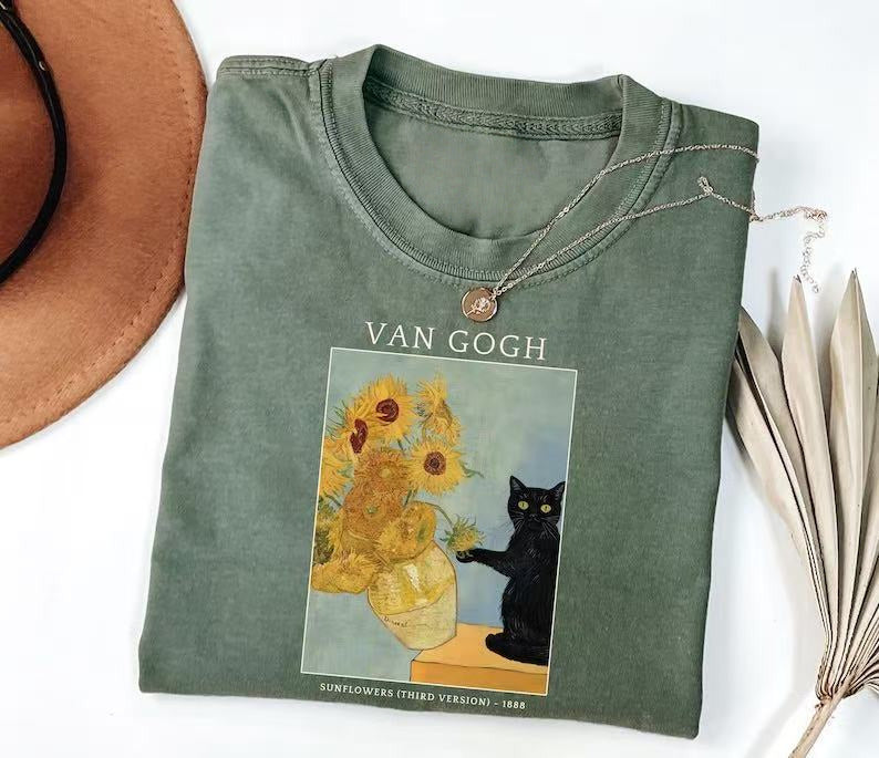 Van Gogh Human Manipulation Cat T-shirt