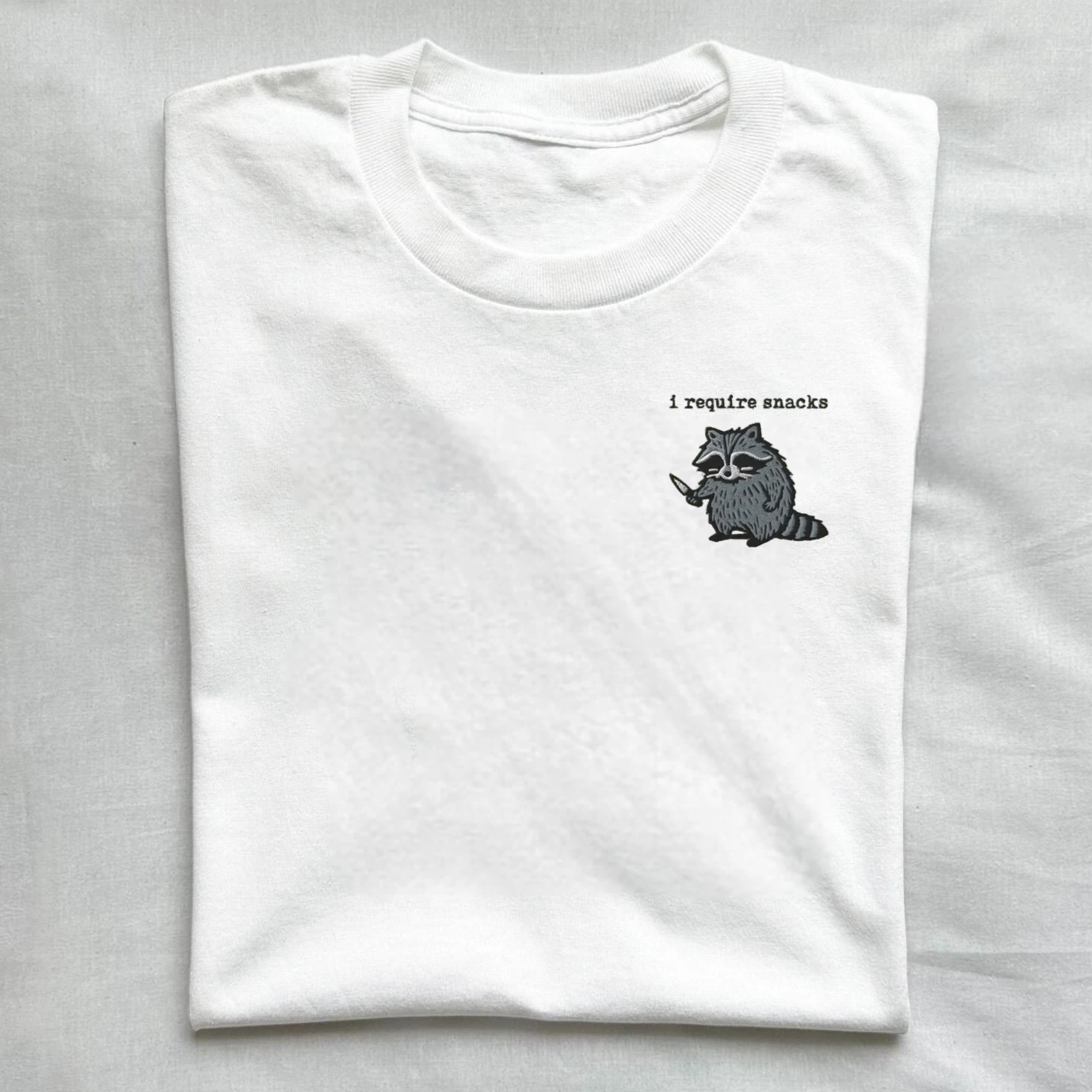 I Require Snacks Embroidered T-Shirt