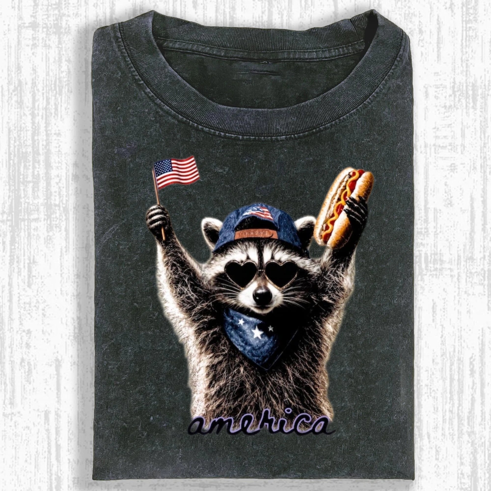 Feral & Free Racoon USA Independence Day Shirt