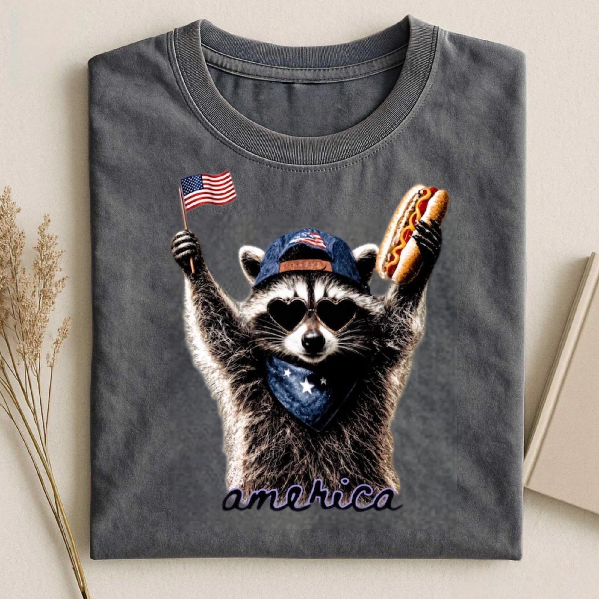Feral & Free Racoon USA Independence Day Shirt