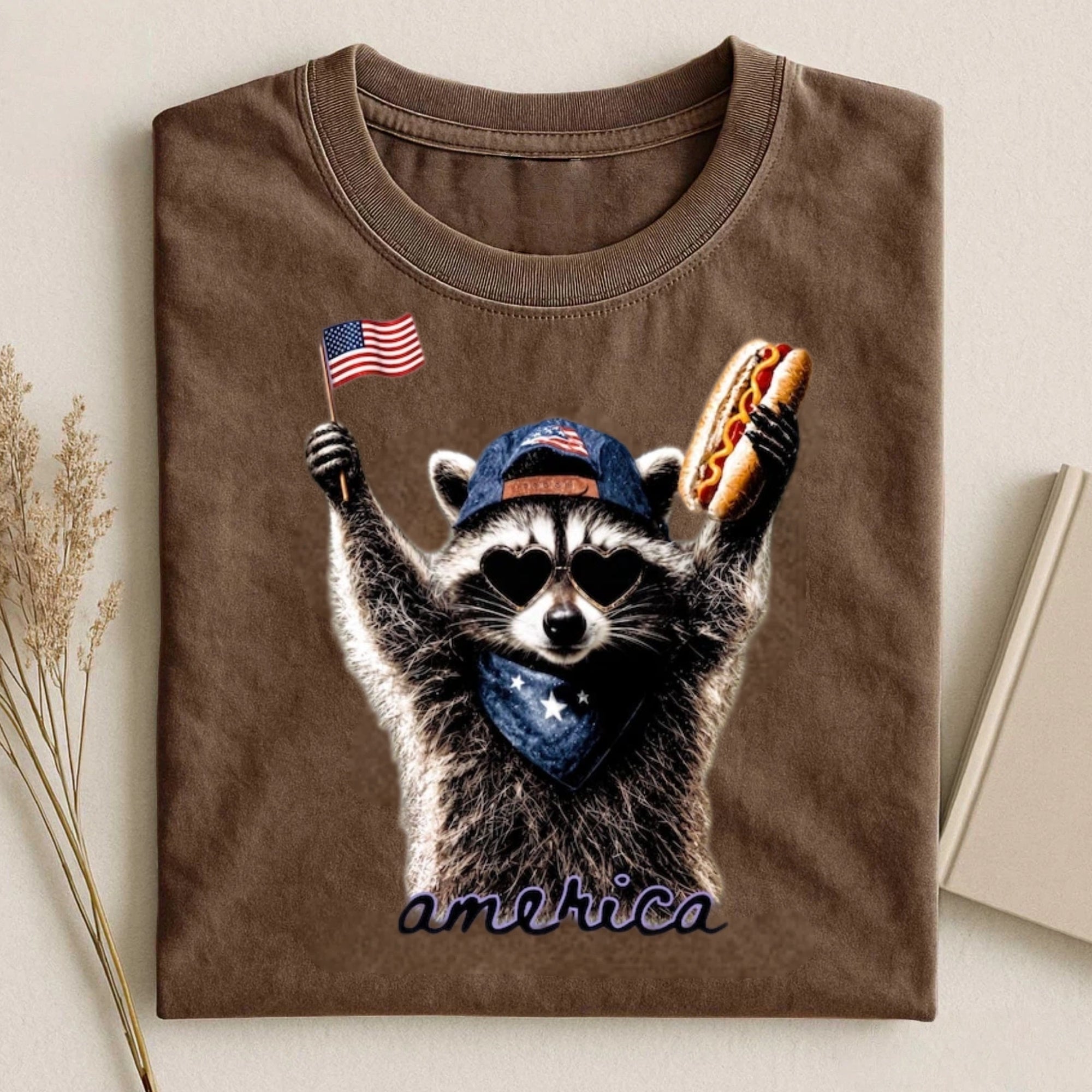 Feral & Free Racoon USA Independence Day Shirt