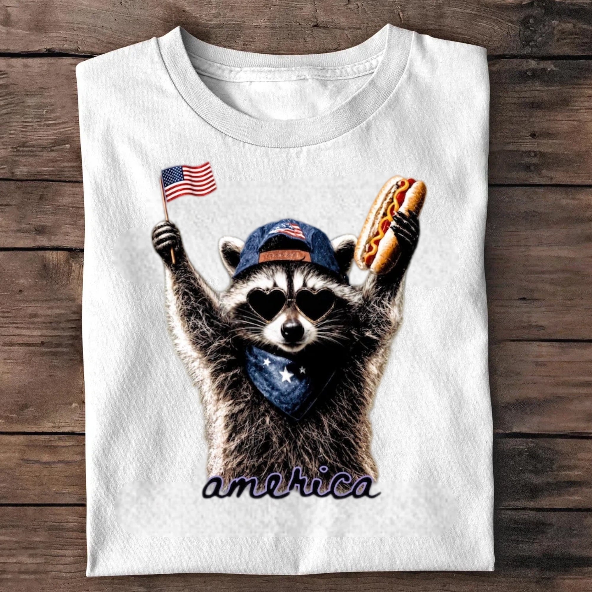 Feral & Free Racoon USA Independence Day Shirt