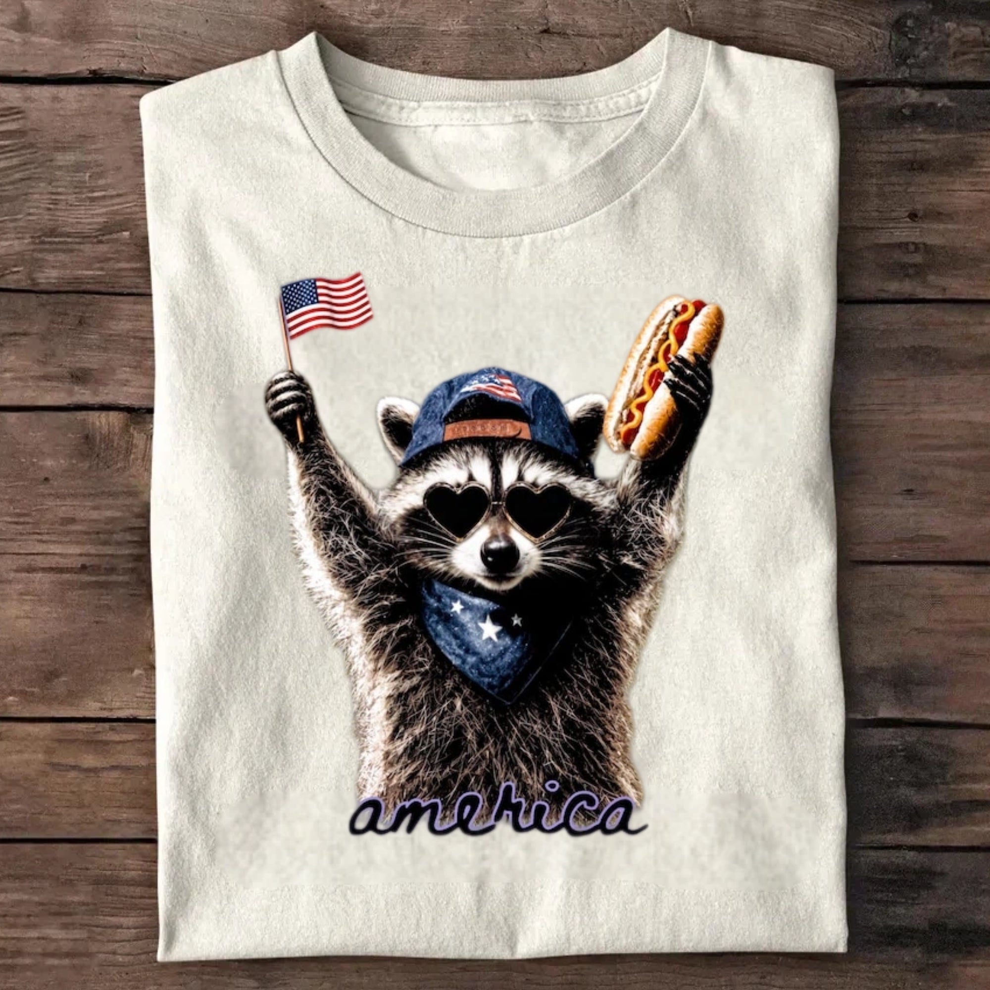 Feral & Free Racoon USA Independence Day Shirt