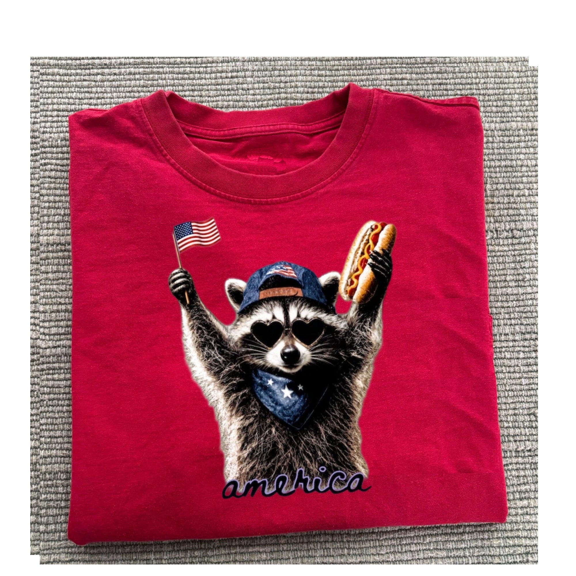 Feral & Free Racoon USA Independence Day Shirt